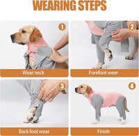 Dog Recovery Suit, Abdominal Wound After Surgery Wear, Prevent Licking Wounds, E-Collar & Cone Alternatives, Long Sleeve Postoperative Shirts Dog Pajamas Prevent Shedding(Large, Pink)