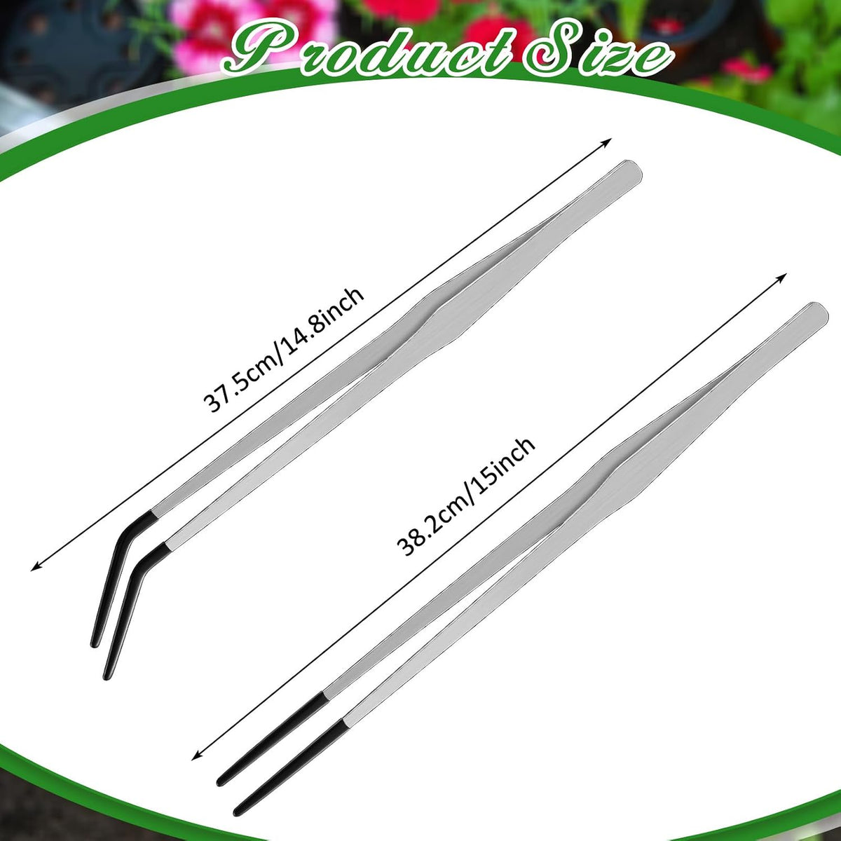 Lasnten 2 Pcs Reptile Feeding Tongs, Long - Silver / 15 Inch - image 2
