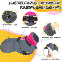 SlowTon Dog Winter Coat, 3 Layers Thick Warm Fleece Lining Dog Jacket – Essentials for Dogs - X-Large / Fuchsia - image 2