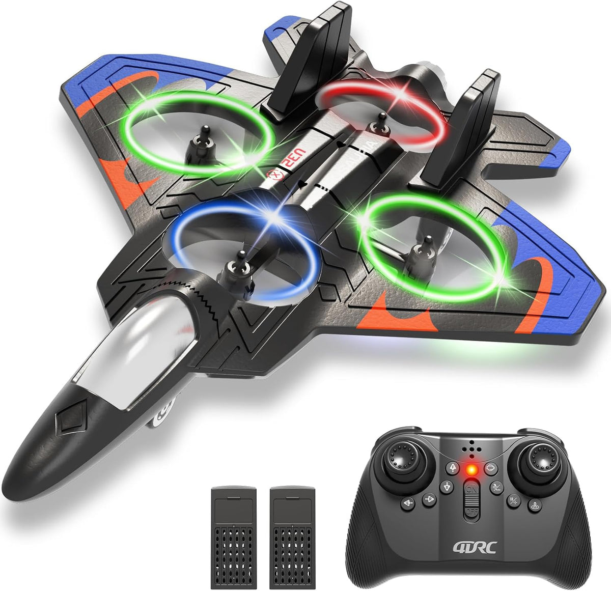 4DRC V32 Foam Remote Control Airplanes RC Planes for Kids Adults - Blue-2 Batteries
