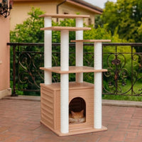 62"Tall Outdoor Cat Tree,Weatherproof Large Cat Condo with Scratching Posts – Essentials for Cats - CTT-9