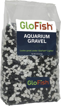 GloFish Aquarium Gravel, Black With Fluorescent Accents - Black/White / 4 x 5 x 9 inches; 5 Pounds