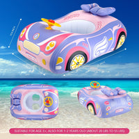 BOffer inflatable baby pool float shaped like a car with steering wheel and horn - view 9