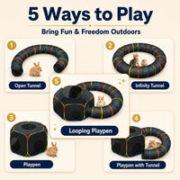 Portable Cat Enclosure, Foldable Playpen for Indoor Cats - Tent + Circle Tunnel - image 2
