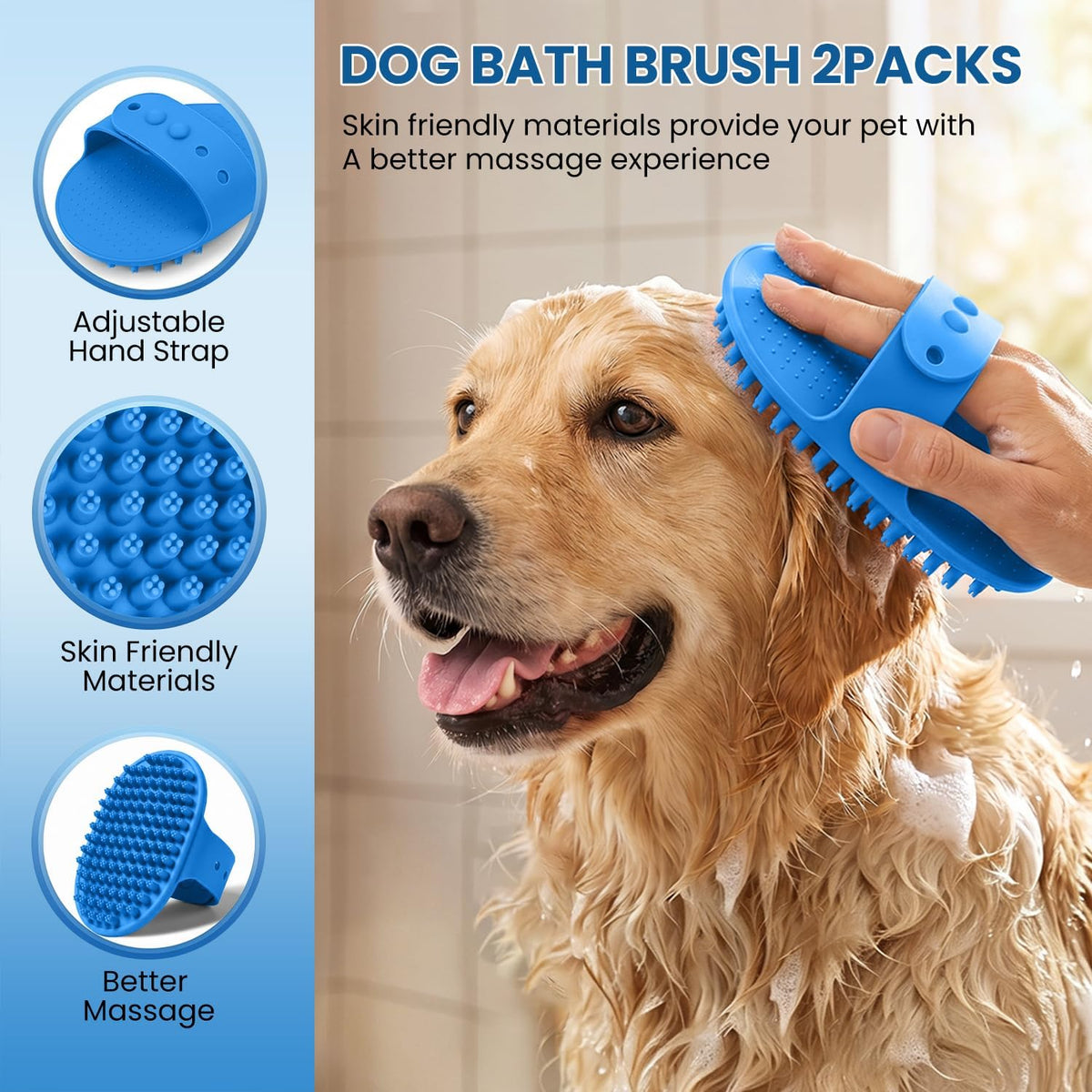 Dog Grooming Rake 4-in-1 Kit, Deshedding Undercoat Rake - Blue - image 4