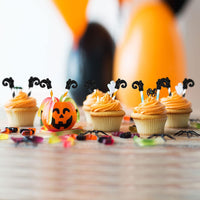 Gyufise 24Pcs Halloween Bat Cupcake Toppers Black Glitter Bat - Multi - image 4