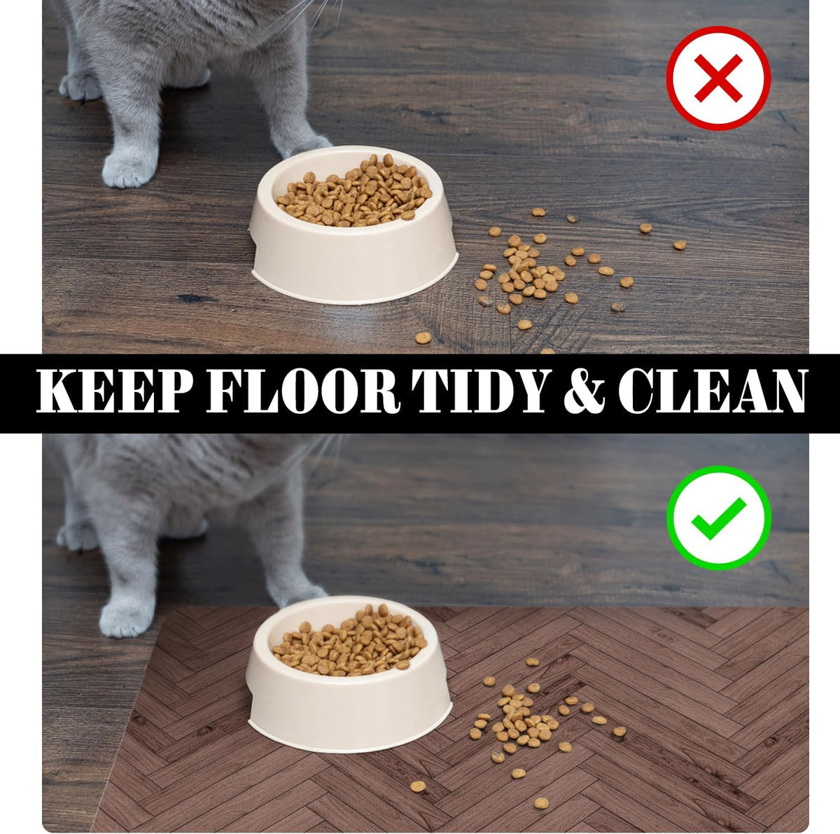 Dog Food Mats for Floors Absorbent, Pet Cat Food Mat - S(12"×20") / 01-Brown - image 2