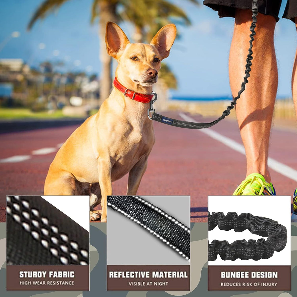 AUROTH Bungee Dog Leash for Large Dogs - Black / MAX: 6 FT - image 2