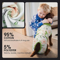 FUAMEY Dog Recovery Suit Male,Dogs Surgery Neuter Suits Puppy Spay Shirts for Female Protect Dog's Skin Anti Licking Abdominal Wounds Doggie Onesie Pet Bodysuit Alternative to Cone Rabbit Flower S