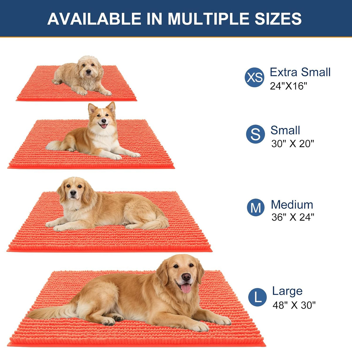 OLANLY Dog Door Mat for Muddy Paws 30x20 - 59" X 20" / Coral - image 2