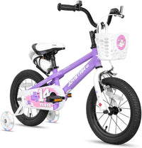 JOYSTAR Pluto 12-20" Kids Bike with Light Up Training Wheels – Fun for Kids & Family - Purple / 14 Inch with Flash Training Wheels