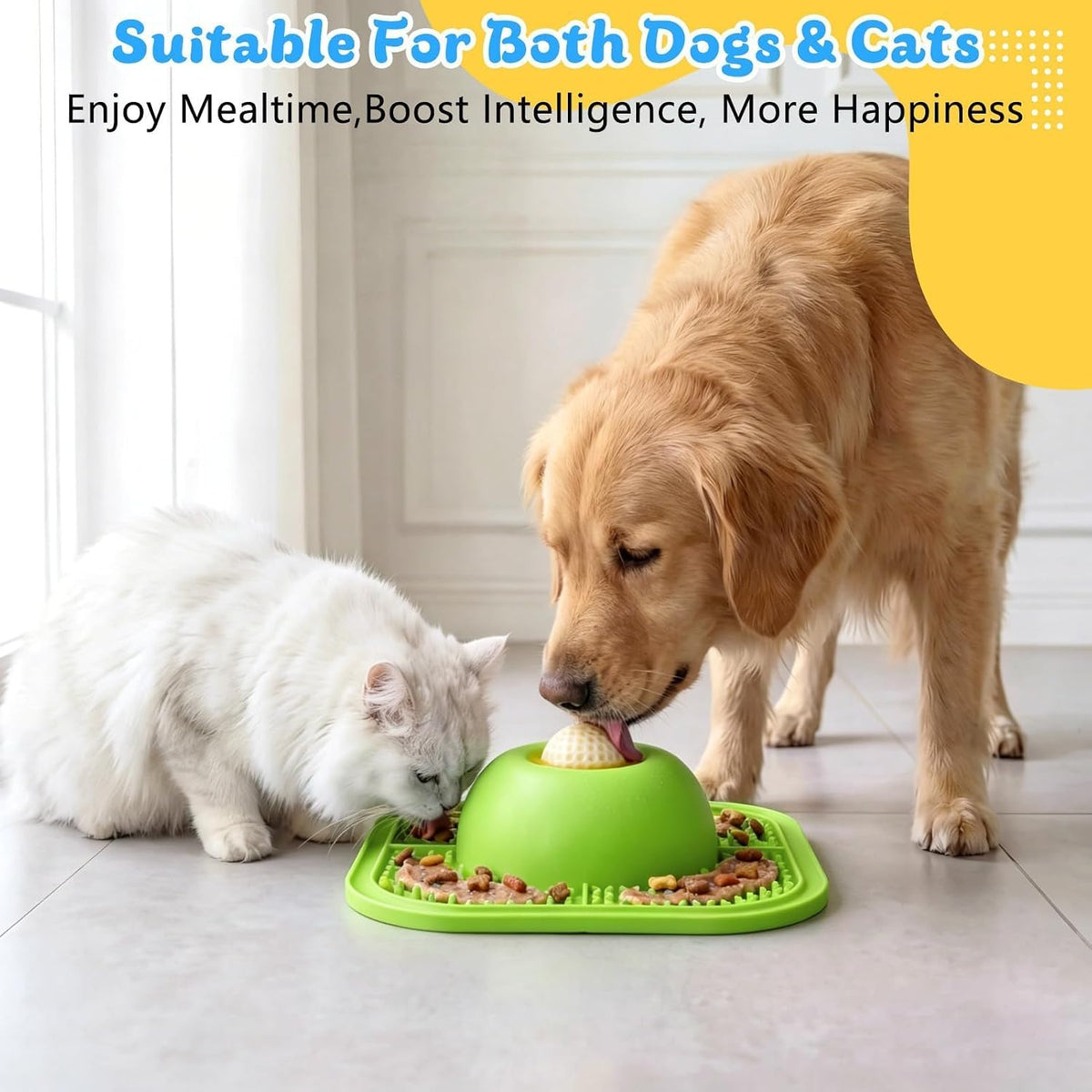 Slow Feeder Dog Bowls & Lick Mat for Liquid and Thick Treat - Medium / Green - image 4