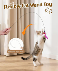 Pawaboo Cat Feather Wand Interactive Toy - Rose + Red Brown - image 2