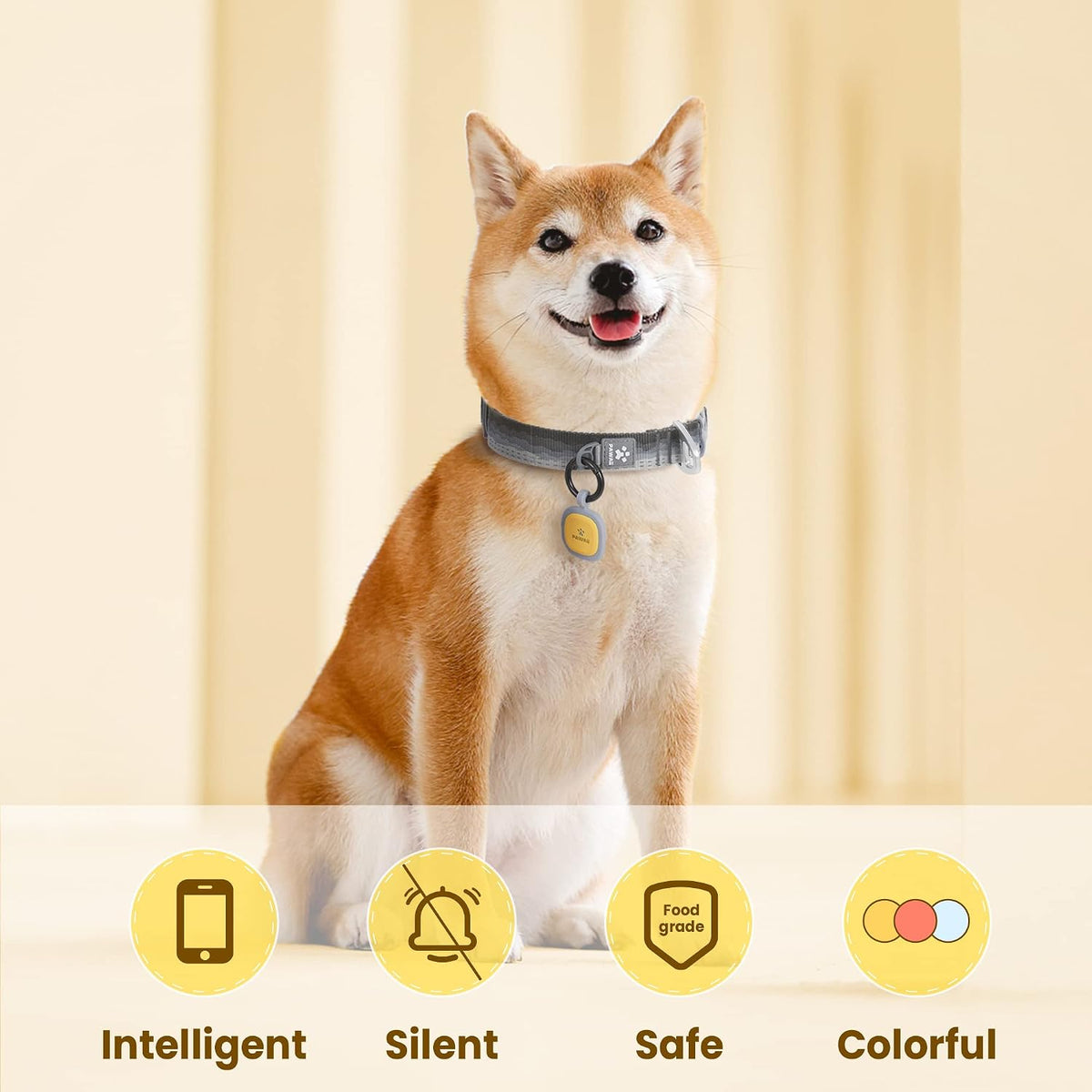 Pawaii Dog ID Tag, Silent Silicone QR Code Tag, Scan Alerts - Yellow - image 2