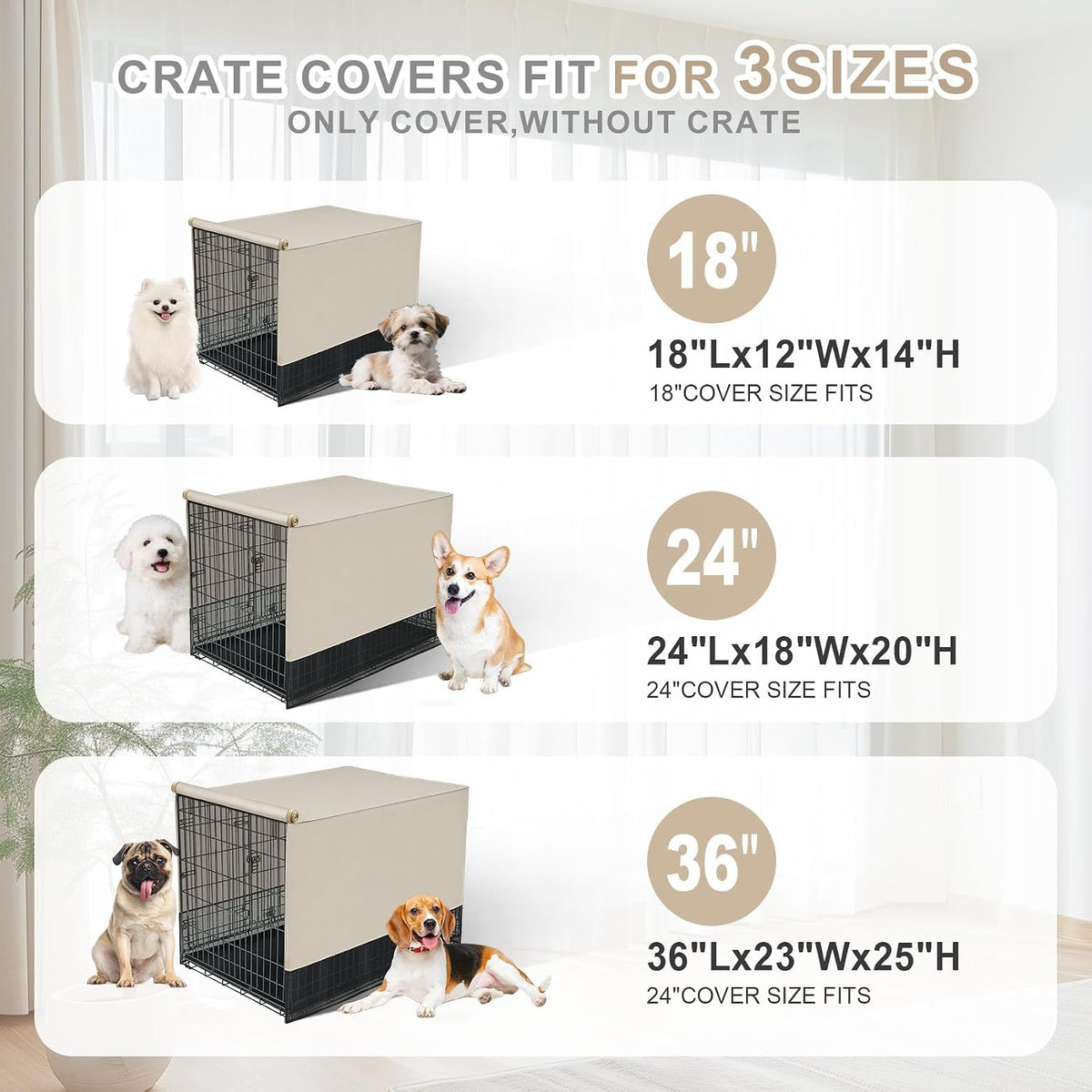 Explore Land Breathable Dog Crate Cover - 36"L x 23"W x 25"H / Tan - image 3