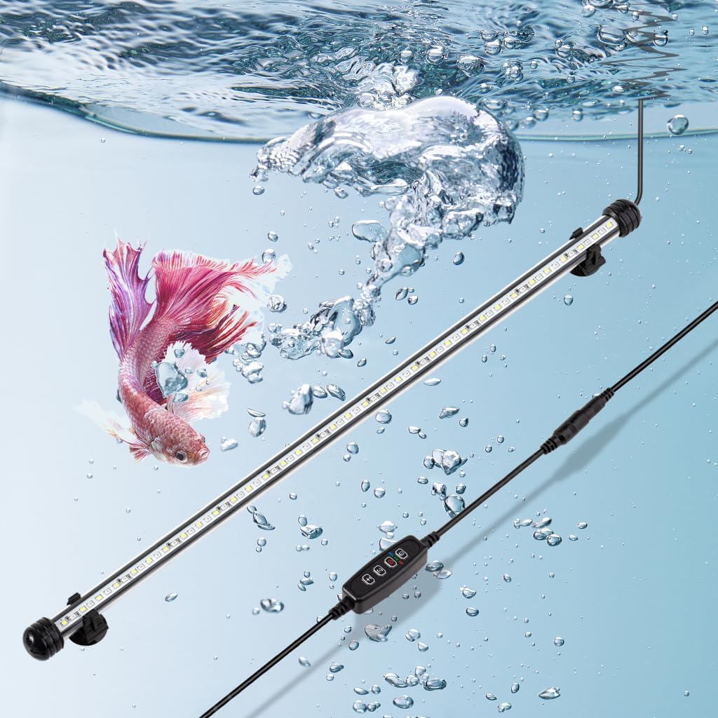 DaToo 4W 7.5inch Submersible Aquarium Light Underwater Fish Tank - 12W 23inch (With Timer&Dimmer)