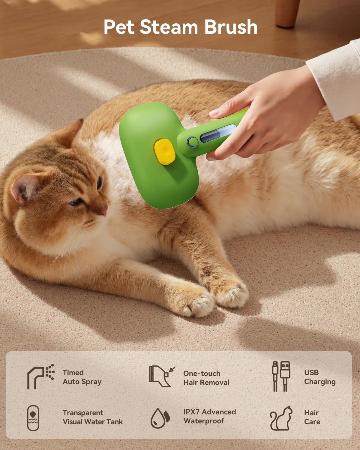 ROJECO 3-in-1 Pet Steam Brush - Green - image 2