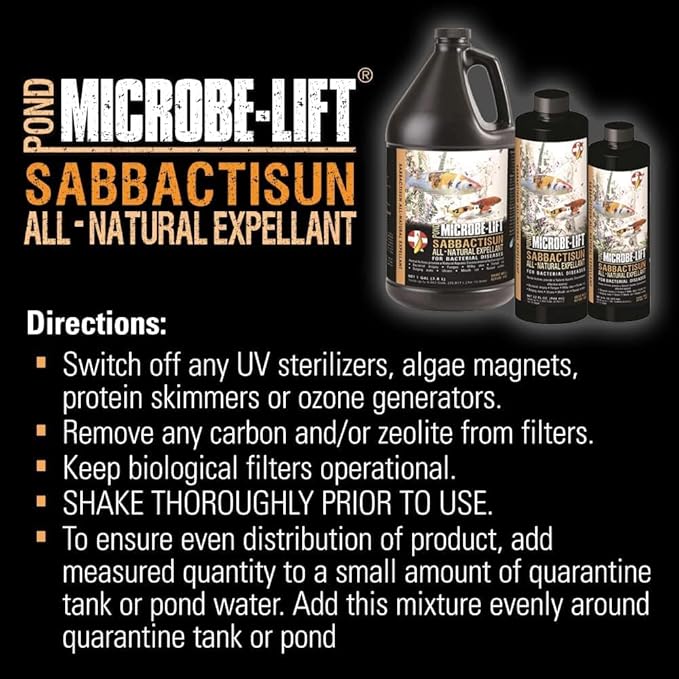 MICROBE-LIFT Sabbactisun Disease Treatment for Ponds and Outdoor Water Gardens, Disease Expellant for Pond Fish, 1 Gallon