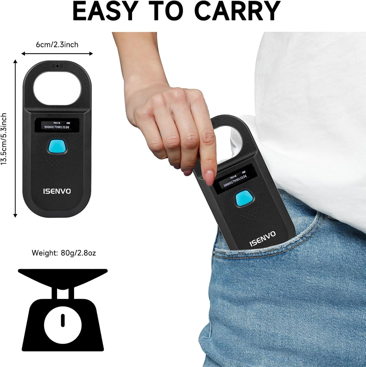 Pet Microchip Scanner, 15 Digit Pet Chip Scanner, Rechargeable – Essentials for Dogs - 190A - image 2