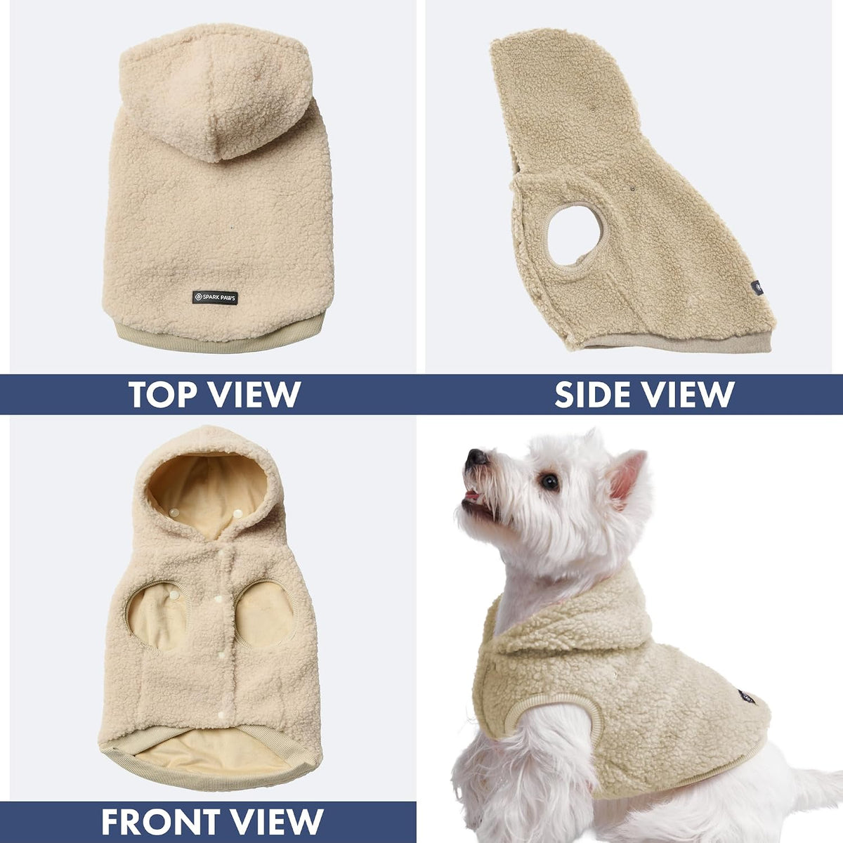 Spark Paws Fleece Dog Hoodie - Beige / 3XL - image 4