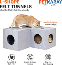 PETKARAY Cat Tunnel, Original Cat Hideaway Cave for Indoor Cats - L-shape Tunnel / Grey - image 2