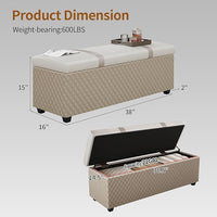 Ottoman with Storage 38 inches, Furniture End of Bed Storage Benches, Long Ottomans Bench with hinged lid, Bench seat Trunk for Foot Rest in Bedroom, Living Room (Multicolor)