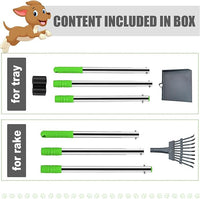 Niubya Pooper Scooper for Dogs, Metal Poop Scooper Tray and Rake Set with Adjustable Long Handle, Dog Pooper Scooper for Pet Waste Removal
