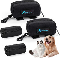 2 Pack Poop Bag Holder for Dogs and Cats Black Waste Bag Dispenser - Black + Black