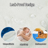 Waterproof Blanket for Bed Couch Sofa, Reversible & Reusable Cat - 80"x90" / Blue/Warm White - image 3