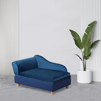 Pet Bed Sofa, Puppy Bed with Storage, Small Dog Couch with Removable & Washable Cushion, Comfy Pet Couch Bed for Cats & Puppy (Blue)