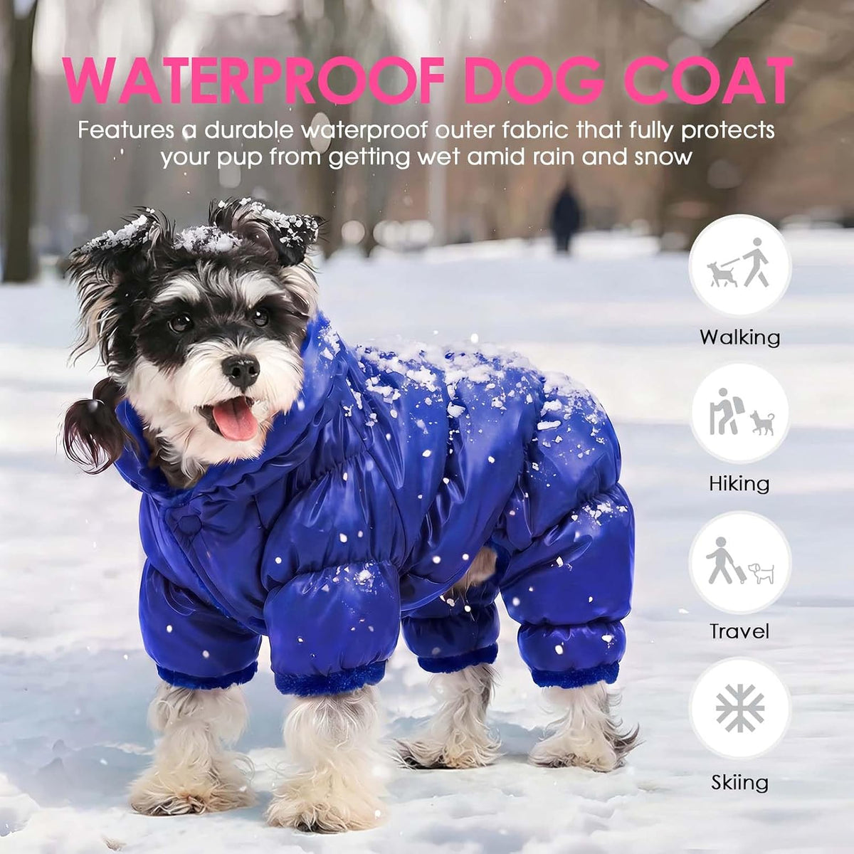 Dog Coat Waterproof Dog Jacket Fullbody Dogs Winter Coat Snowsuit – Essentials for Dogs - Blue / X-Large - image 2