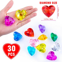 Niceup acrylic heart gems, 30 chunky 3D heart-shaped diamond gemstones for kids - view 18