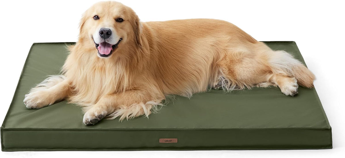 LE SURE Outdoor Waterproof Dog Beds Large Sized - 44"L x 32"W x 3"Th / Olive Green