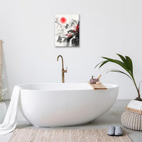 Japanese Wall Art Canvas Asian Nature Wall Decor Prints Framed Painting Mountain Landscape Pictures Gifts Artwork for Bathroom 12"x16"