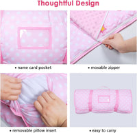 Kids Nap Mat Portable Slumber Bags with Removable Pillow and Blanket - Pink Princess - image 3