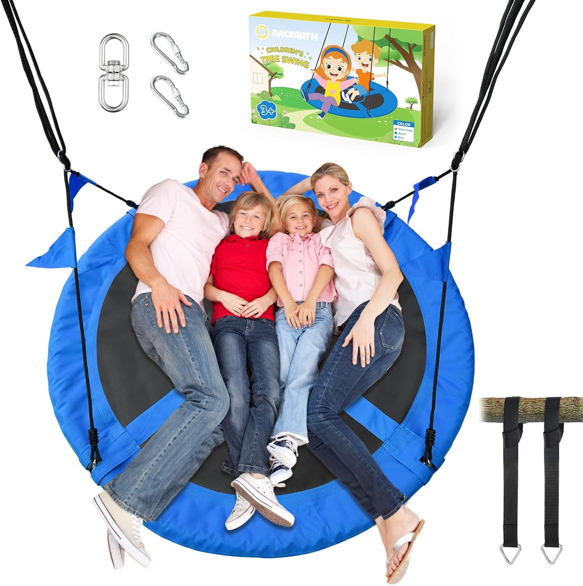 PACEARTH 40 Inch Saucer Tree Swing Flying 600lb Weight Capacity 2 - Blue / 60 IN