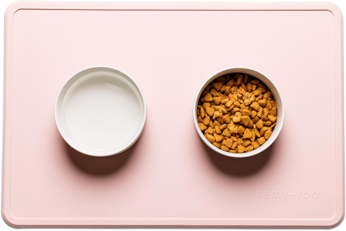 Remy+Roo Silicone Dog Food Mat for Pet Bowls - Peony