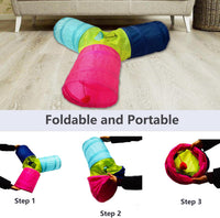 Cat Tunnel Tube Toys, 3 Ways Tunnels for Indoor Cats with Play Ball – Essentials for Cats - 3 Way Colorful - image 2