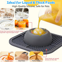 Slow Feeder Dog Bowls & Lick Mat for Liquid and Thick Treat - Medium / Gray - image 3