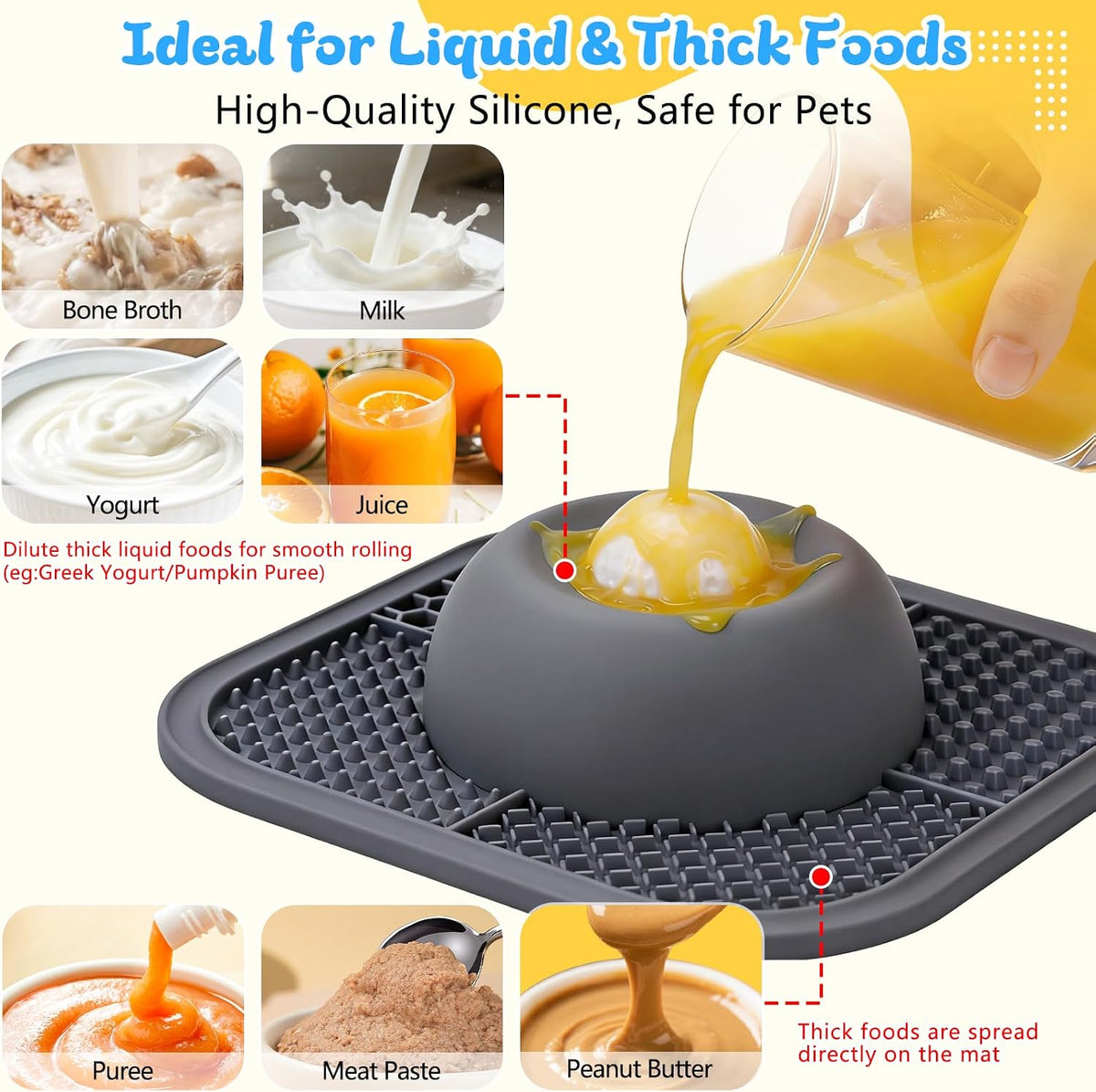 Slow Feeder Dog Bowls & Lick Mat for Liquid and Thick Treat - Medium / Gray - image 3
