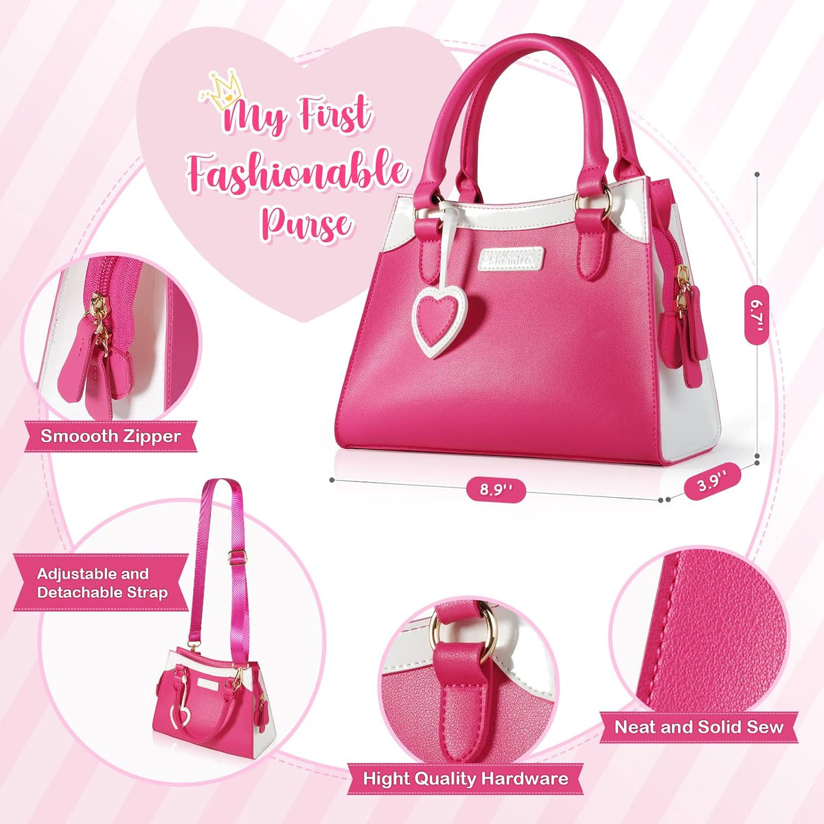 Shemira Play Purse for Little Girls - Pink - image 2