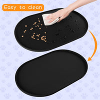 100% Waterproof 0.5" Raised Edge BPA Free Silicone Dog Food Mat - 19x12x0.5 Inch / Black - image 4