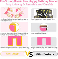 Pre-Strung Happy Birthday Banner - Roseo Pink - image 4