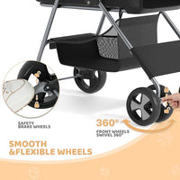 Magshion Foldable Pet Stroller, 3-in-1 Dog Travel Jogger with Detachable Carrier, Cup Holder, Storage Basket, Folding Carrier for Small/Medium Dogs & Cats Up to 33 lbs, Black