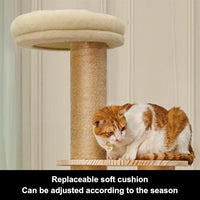 Modern Multi-Level Large Real Solid Wood Cat Tree, Luxury Wooden Cat Tower Cat Condo with Multi-Layer Platform for Indoor Cats