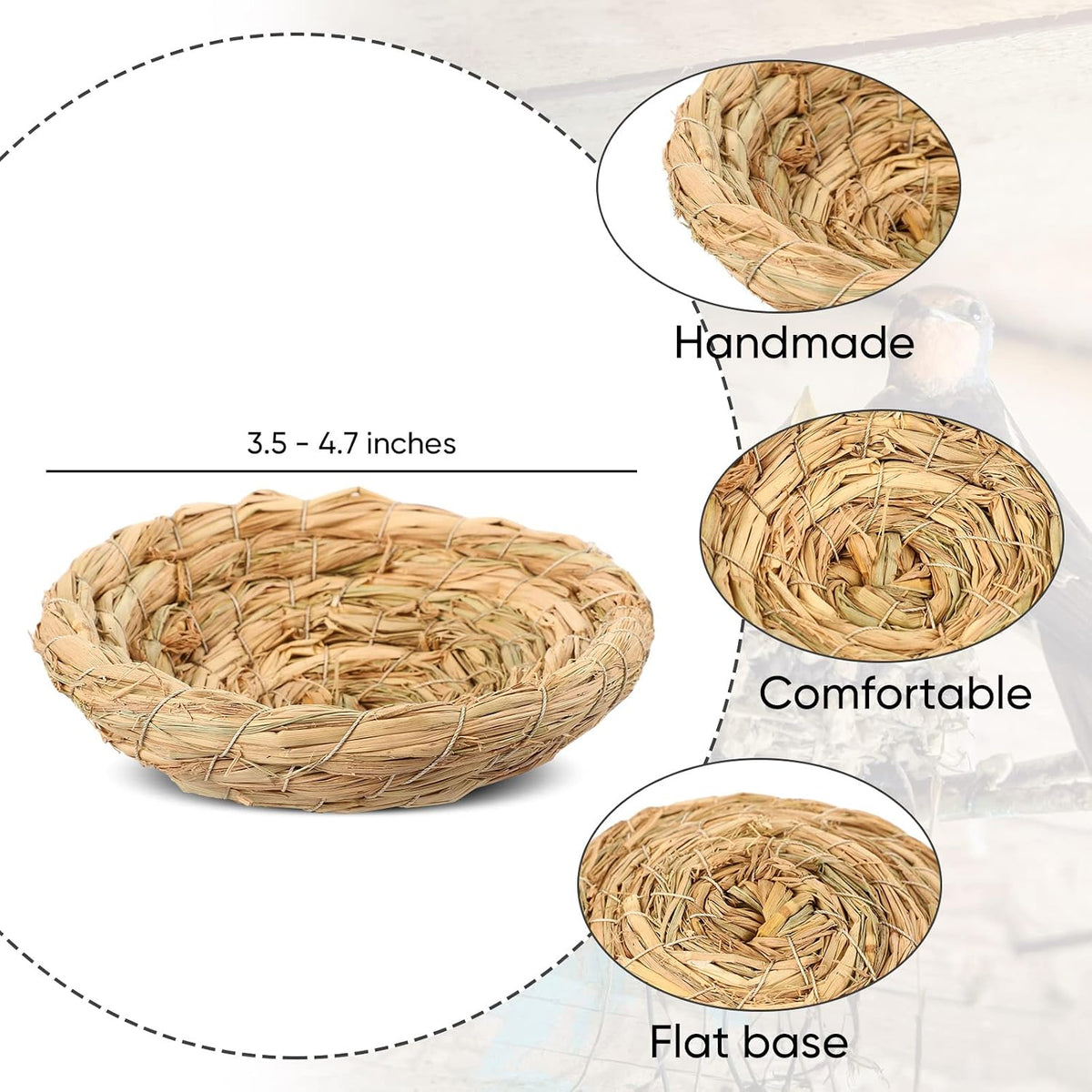 Patelai 4 Pcs Bird Nest Dove Bird House Breeding Nest - 3.54-4.72 Inch - image 2