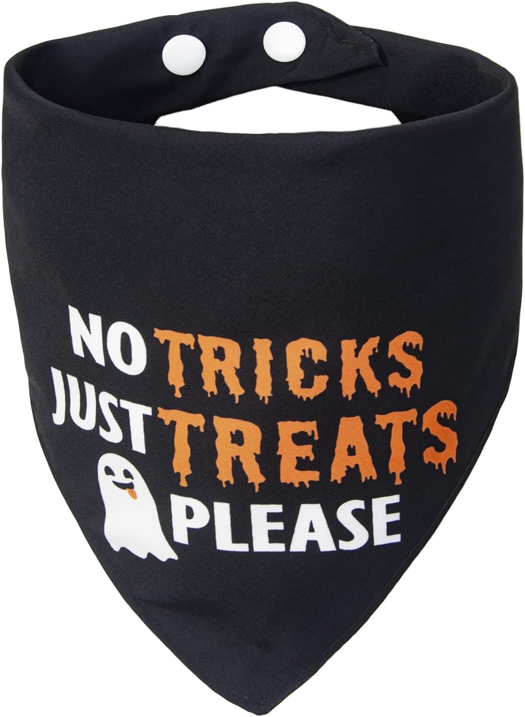 Halloween Dog Bandanas with No Tricks Sign - No Tricks Just Treats, Black / Large