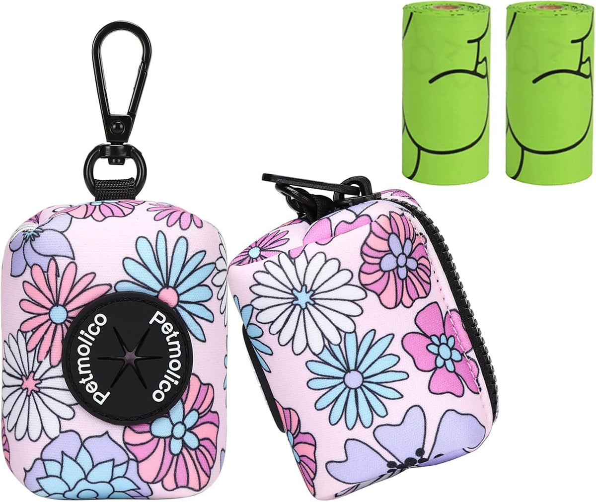 Petmolico Dog Poop Bag Holder Dispenser 2 Pack, Pink Rose – Essentials for Dogs - Colorful Daisy