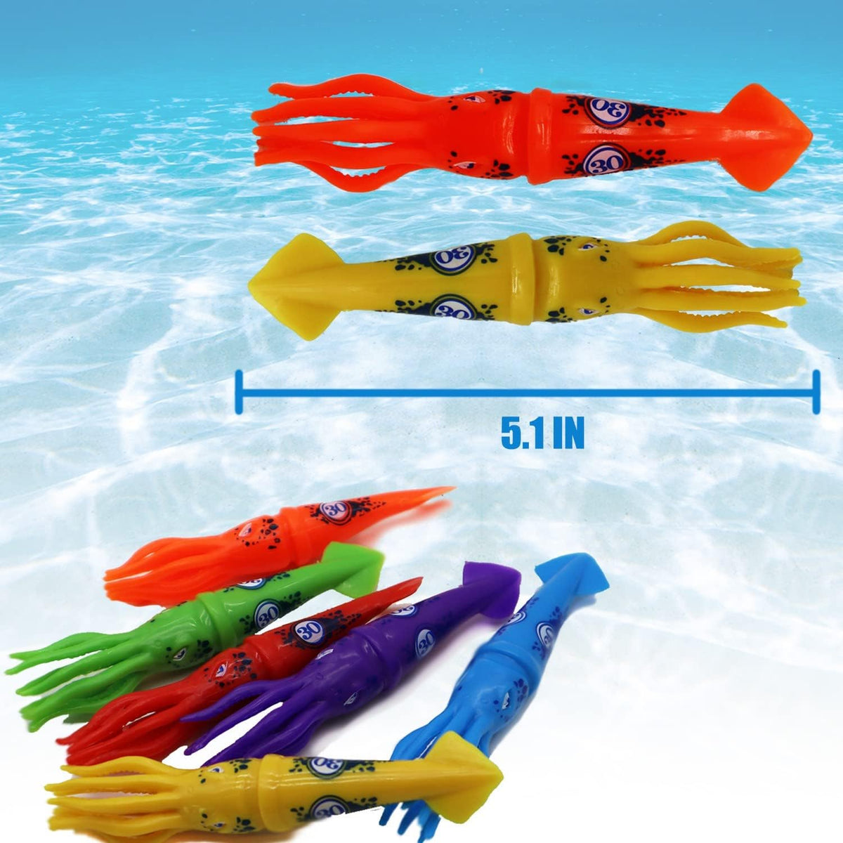 Haktoys Pool Diving Toy Set, Sinking Torpedoes for Kids & Adults - Multicolor Squids - image 3