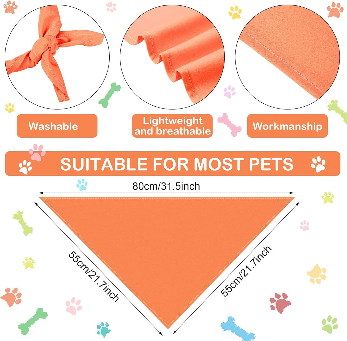 Saintrygo 20 Pcs Plain Dog Bandana Bulk for Puppy Dog - 32 x 22 x 22 Inches - image 2